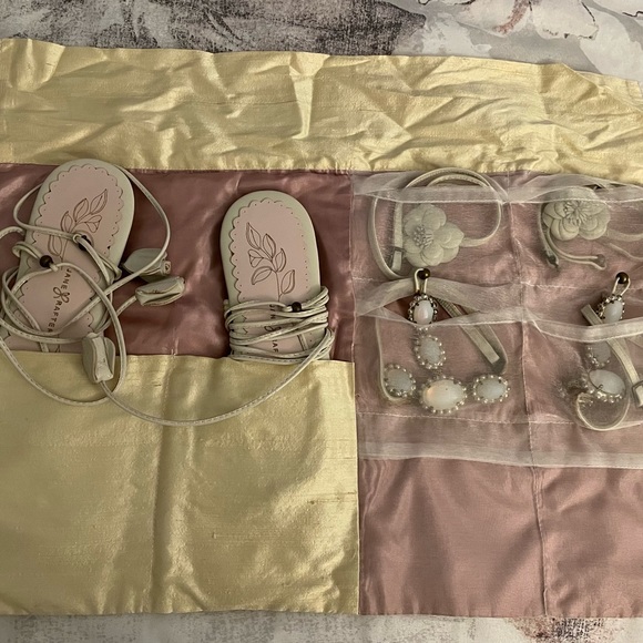 NWT Jane Rafter Slinks cream & dusty pink leather sandals, size 6,5 or 37 spring - Picture 3 of 11